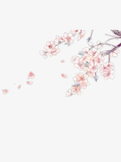 粉红手绘梅花免抠