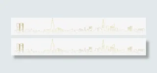 暗金城市简笔画免抠