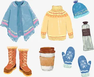 手绘冬日服饰免抠