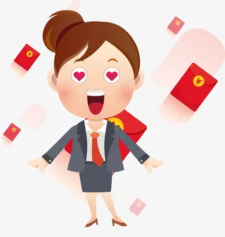 收到红包开心的女士免抠