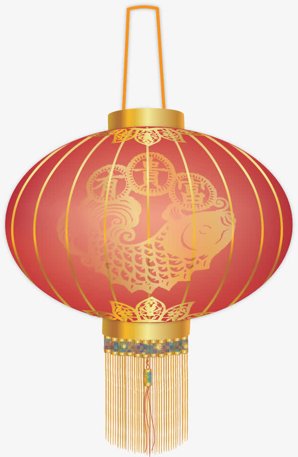 矢量手绘年年有余灯笼免抠