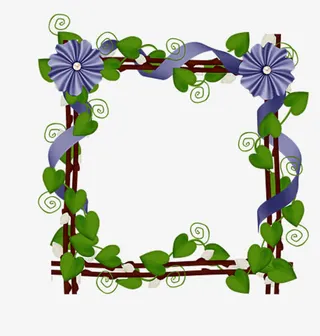 绿藤环绕边框免抠