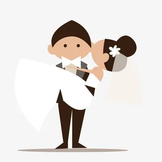 卡通新娘新郎婚礼矢量图免抠