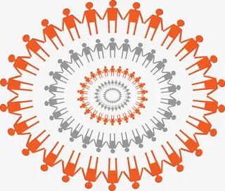 矢量手拉手成圆圈的纸人免抠