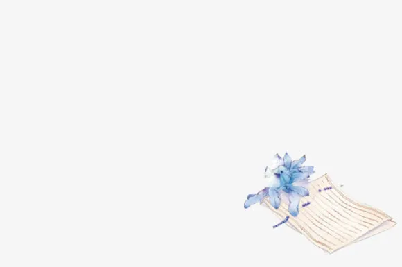 古风蓝花信纸免抠