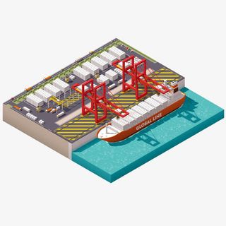 矢量货轮港口免抠