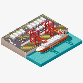 矢量货轮港口免抠