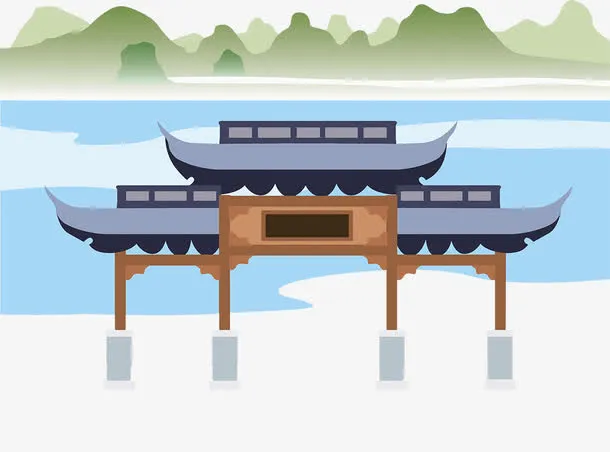 矢量插图中国风寺庙免抠