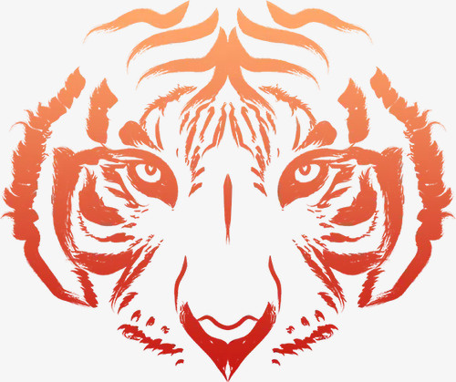 虎年红色虎头底纹免抠