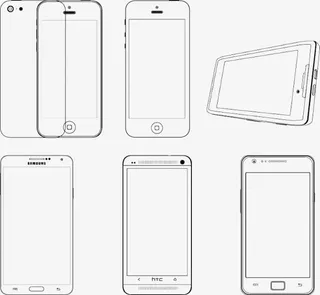 简约手机线稿免抠