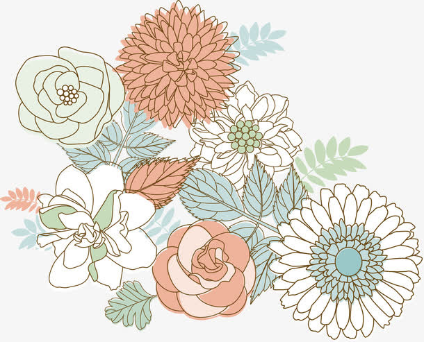手绘花朵免抠