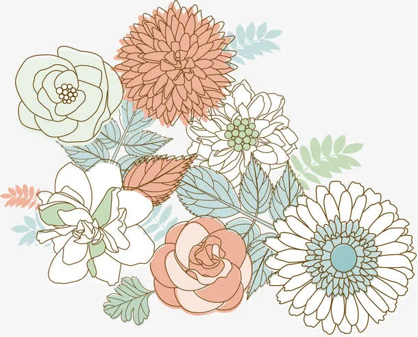手绘花朵免抠