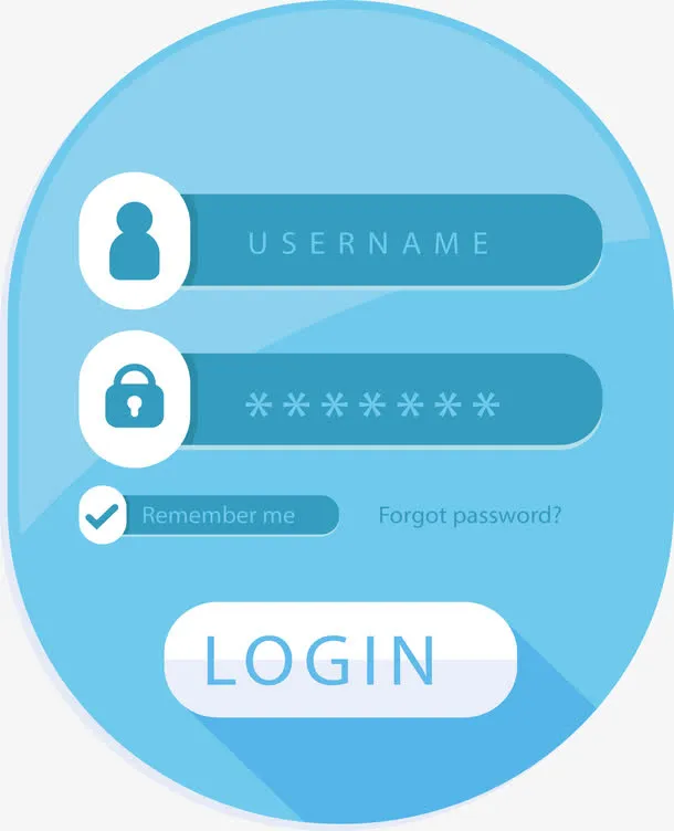 蓝色椭圆形登录框免抠