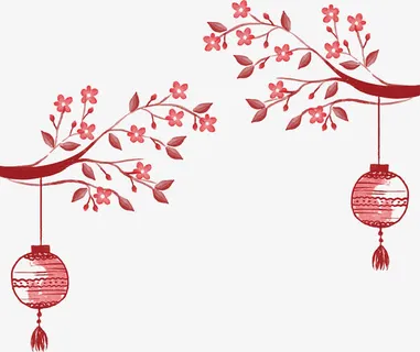 红色水彩手绘中国风灯笼免抠