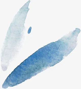 蓝色水墨叶子素材免抠