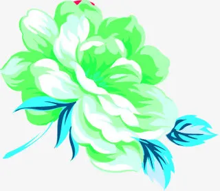 绿色春天唯美盛开水彩花朵免抠