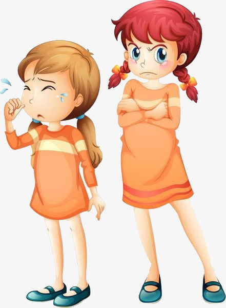 卡通哭泣的女孩免抠