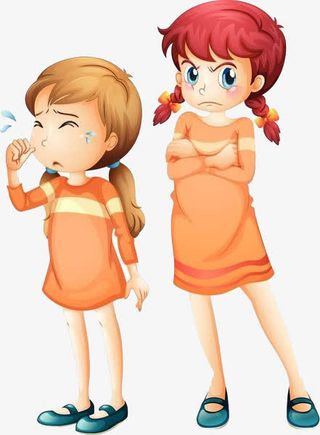 卡通哭泣的女孩免抠