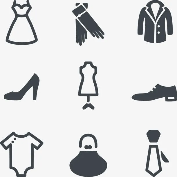 衣服鞋子图标手套图标连衣裙图标免抠