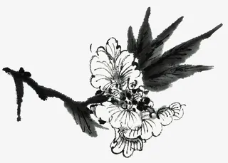 水墨桃花免抠