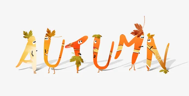 AUTUMN卡通艺术字免抠