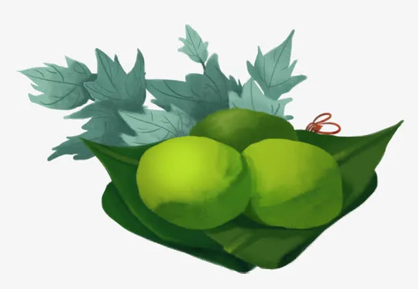 手绘清明节食物青团艾草叶免抠
