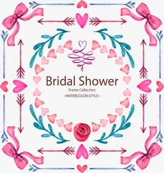 水彩粉色浪漫装饰边框免抠