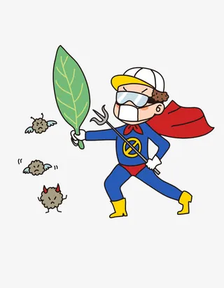 卡通创意超人驱赶雾霾免抠图免抠