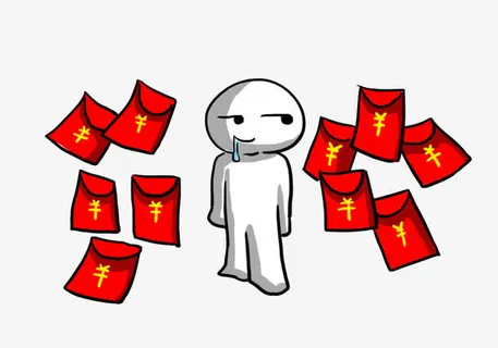 卡通贱萌小白秒抢红包免扣素材免抠