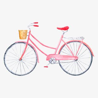 情人节粉色自行车插画免抠