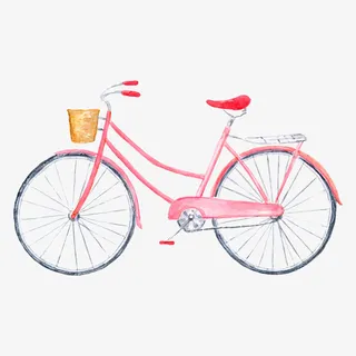 情人节粉色自行车插画免抠