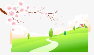 矢量春天草地与小路背景素材