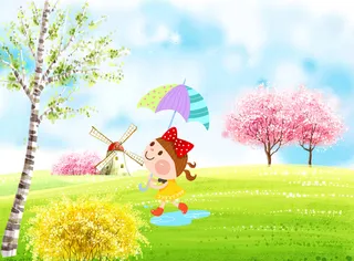 春天天使花园海报背景素材高清