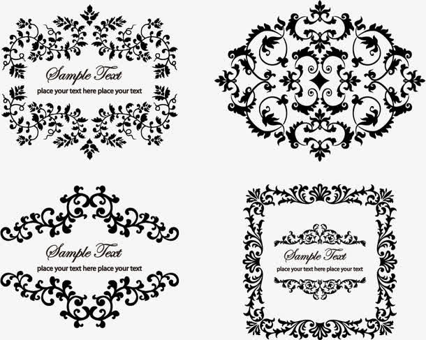 复古的花卉花纹边框免抠