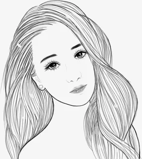 线稿美女 长发美女 美瞳 美发免抠 线稿美女 长发美女 美瞳 美发免抠