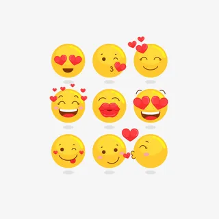 矢量EMOJI爱情笑脸表情包免抠