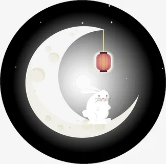 手绘创意中秋月亮免抠