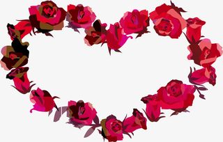 红色水彩美丽花朵爱心免抠