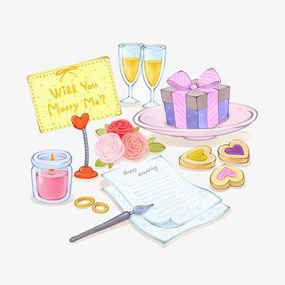 求婚主题插画免抠