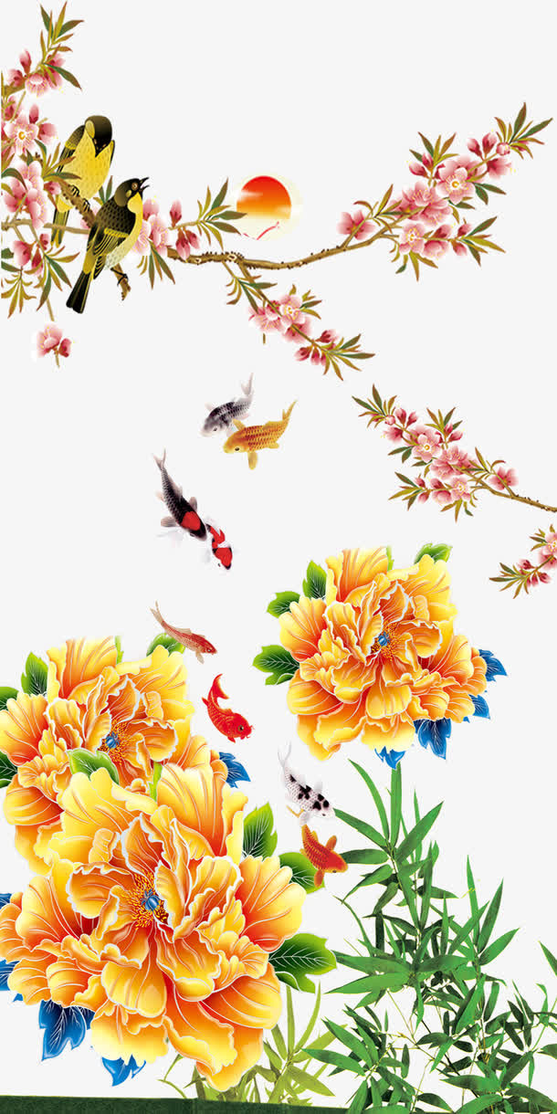 中国风花鸟免抠
