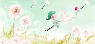 手绘卡通蒲公英背景高清