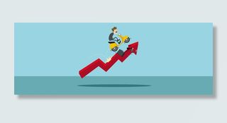 箭头向上童趣蓝色banner背景高清