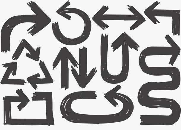 简笔画箭头免抠图标元素