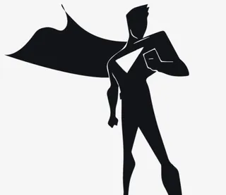 黑色卡通超人剪影免抠