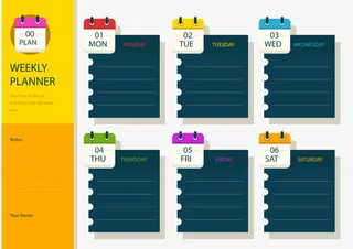 彩色一周计划表矢量素材免抠