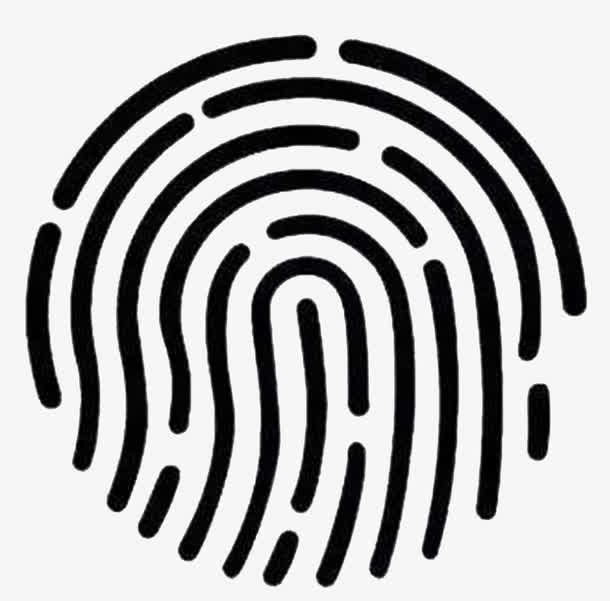 黑色指纹识别二维码免抠
