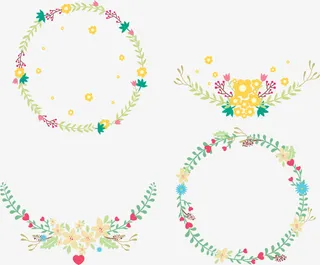 小清新装饰花环免抠