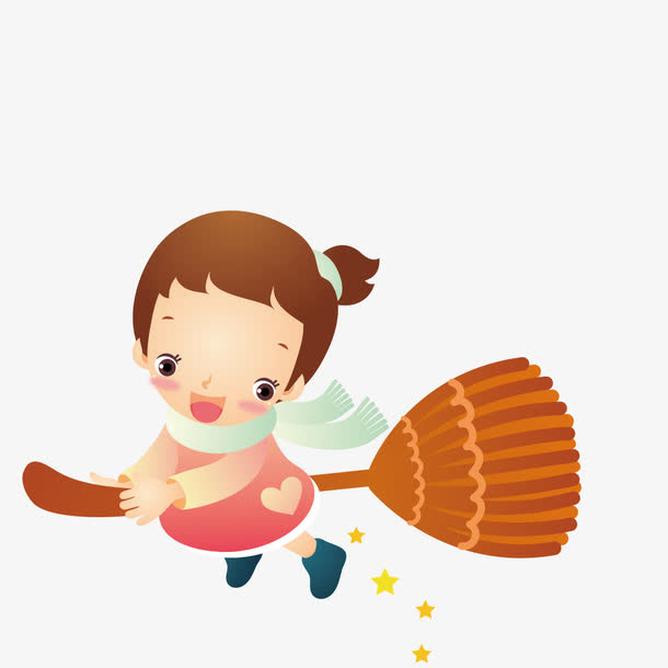 骑扫把的小女孩免抠