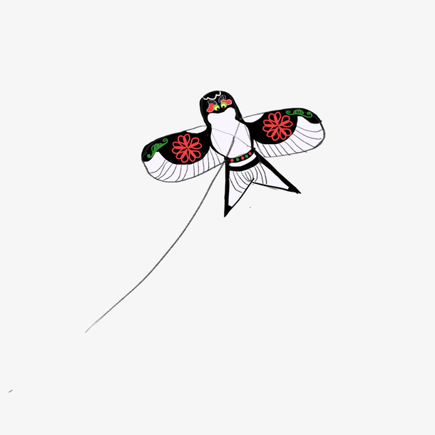 手绘燕子风筝插画免抠