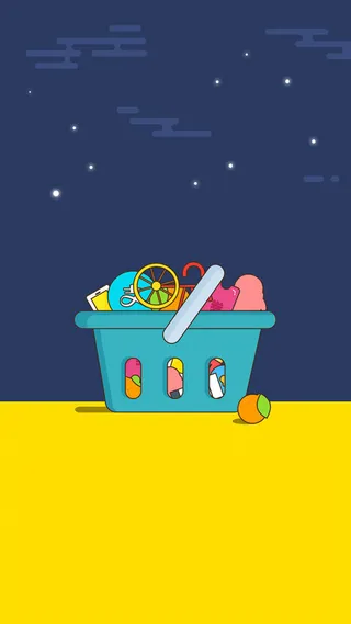 月亮星空手绘卡通图高清